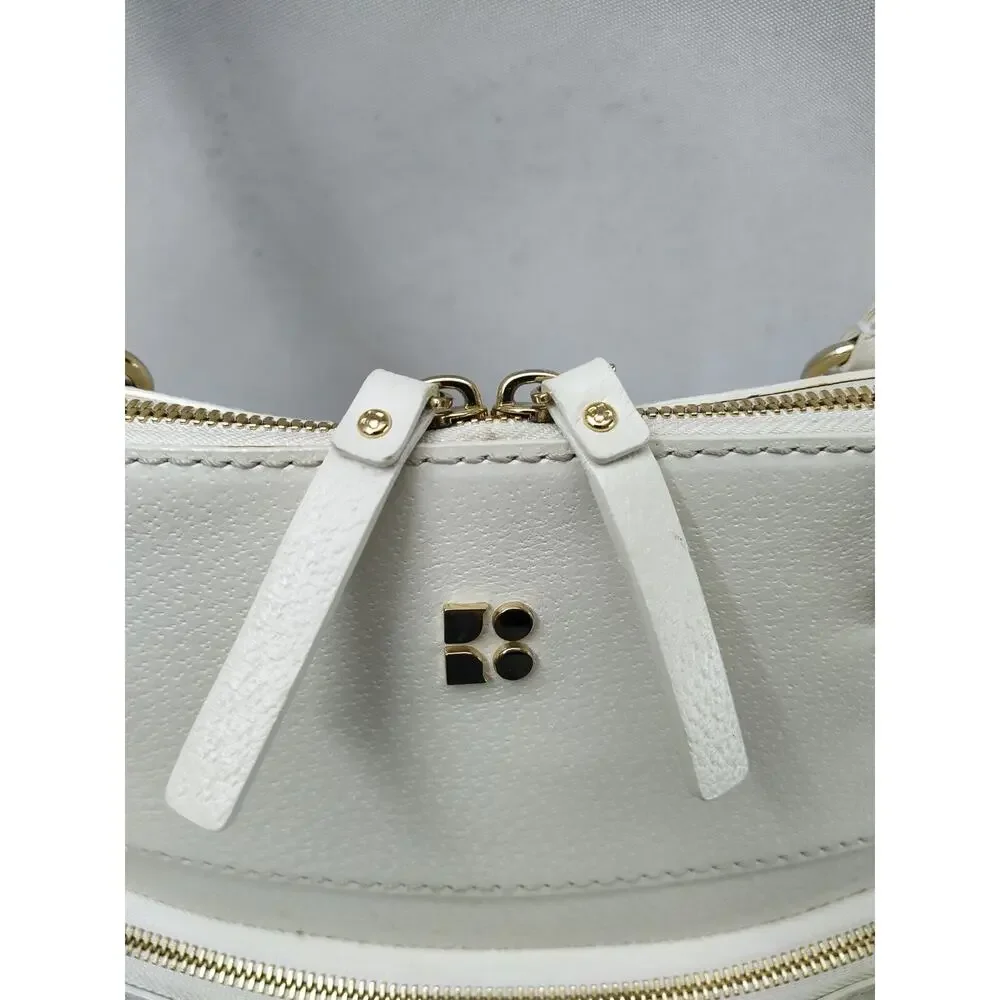 Kate Spade New York White Leather Top Handle Zipper Pocket Satchel Shoulder Bag